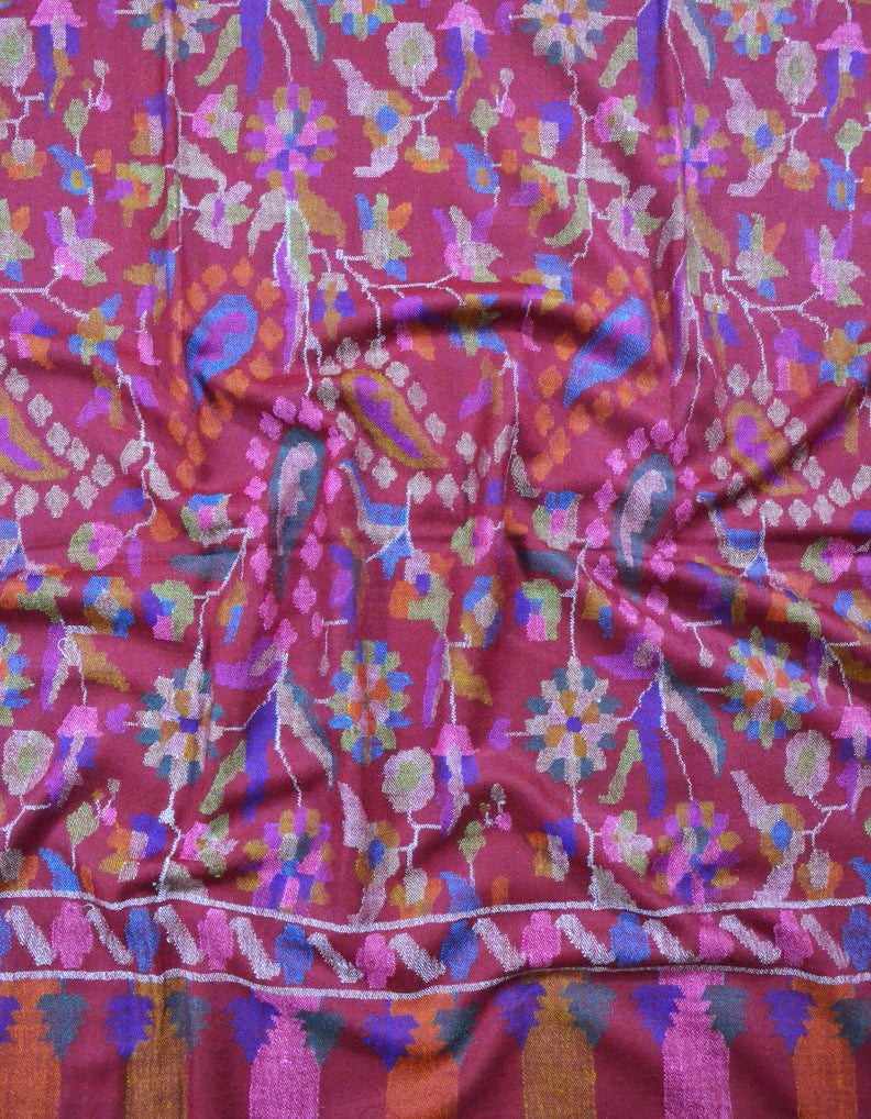 maroon kani pashmina shawl 7777