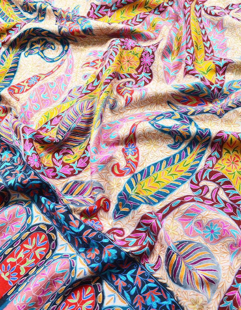 multicolored kalamkari Pashmina shawl 7797