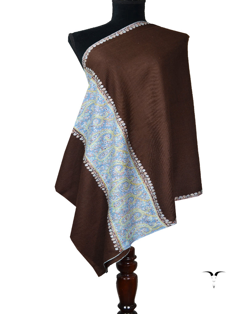 brown Embroidery Pashmina Stole 7803
