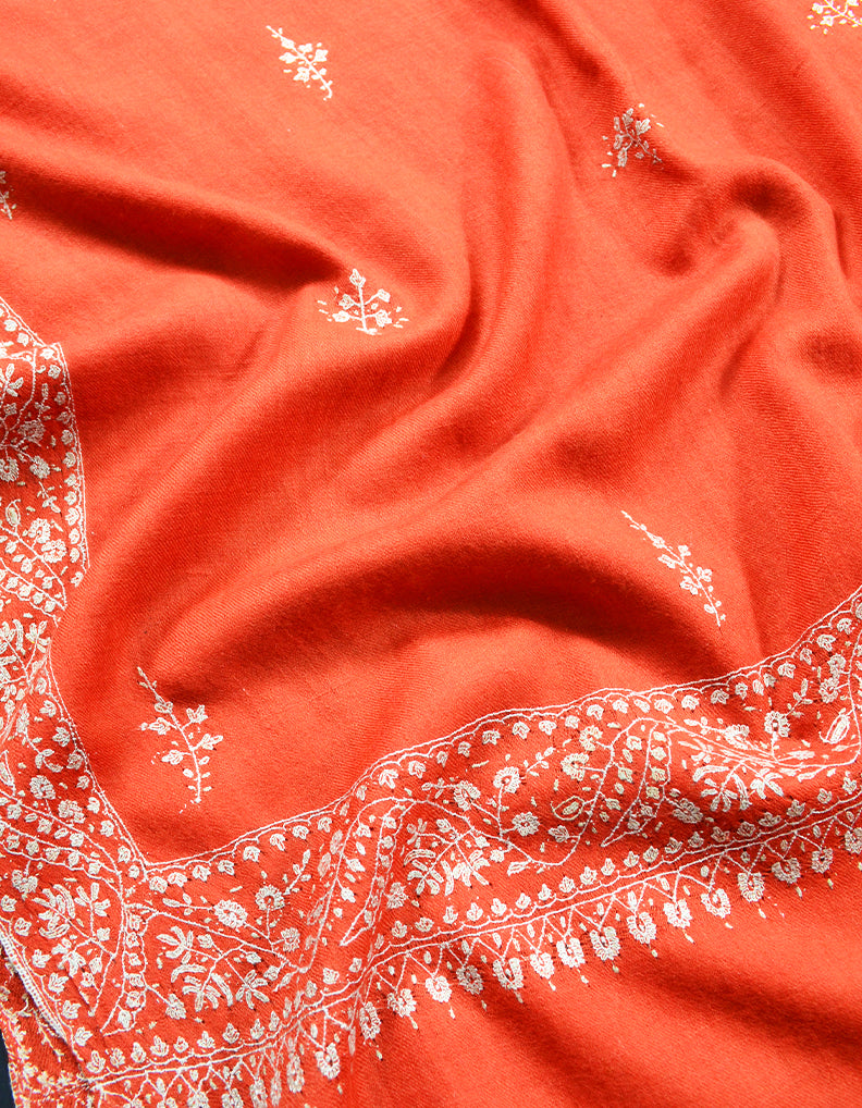 orange Embroidery Pashmina Stole 7804