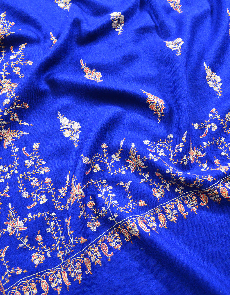 blue Embroidery Pashmina Stole 7809
