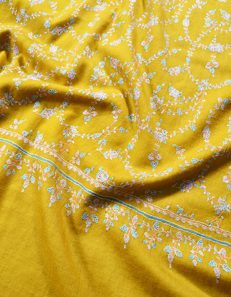 yellow Embroidery Pashmina Stole 7815