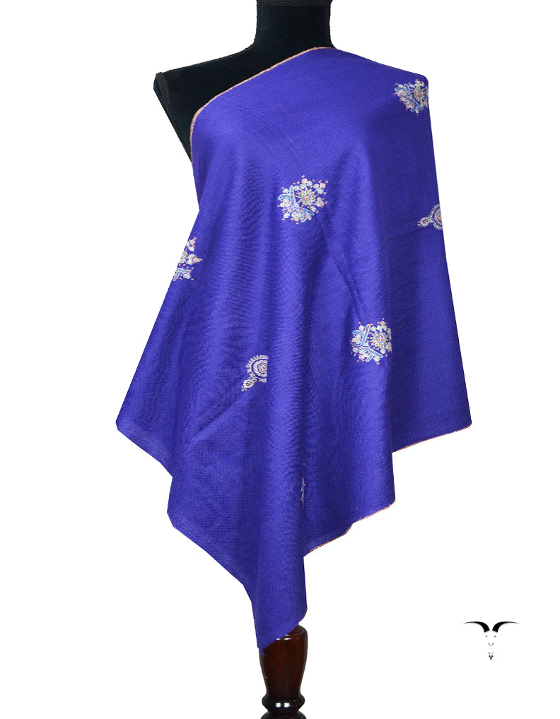 purplish blue Embroidery Pashmina Stole 7817