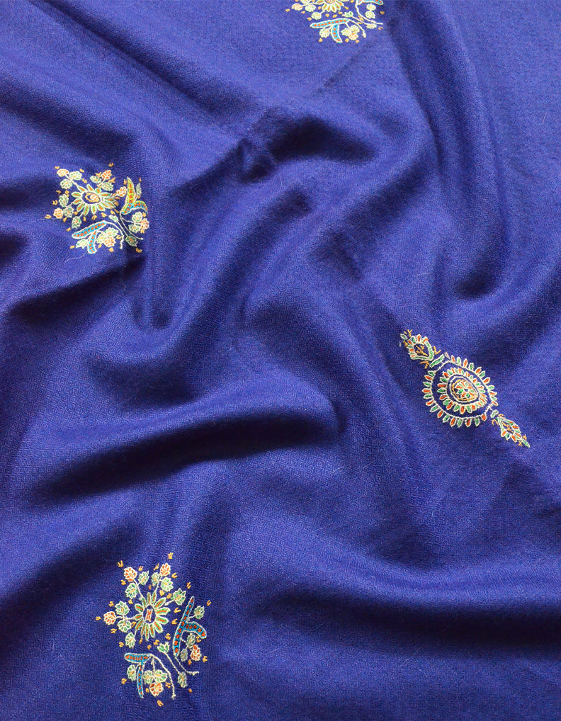 purplish blue Embroidery Pashmina Stole 7817