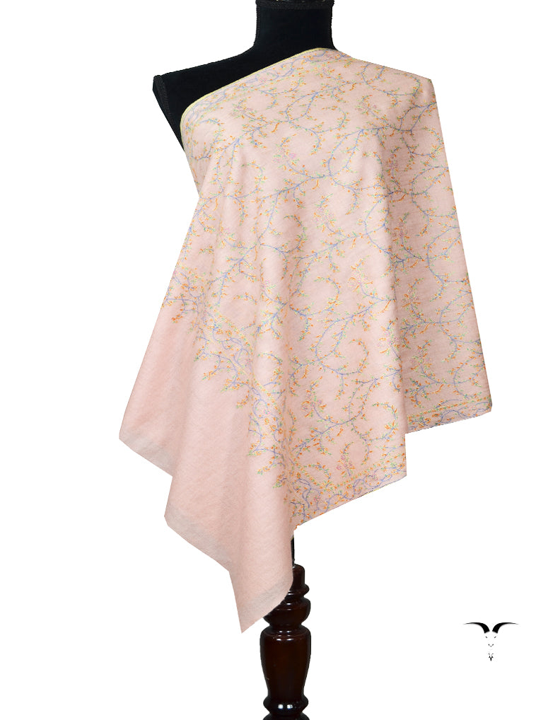 baby pink Embroidery Pashmina Stole 7829