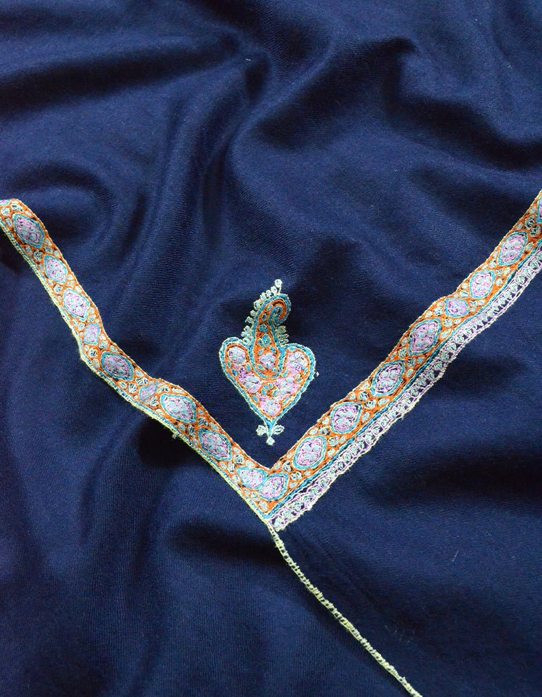 blue Embroidery Pashmina Stole 7838