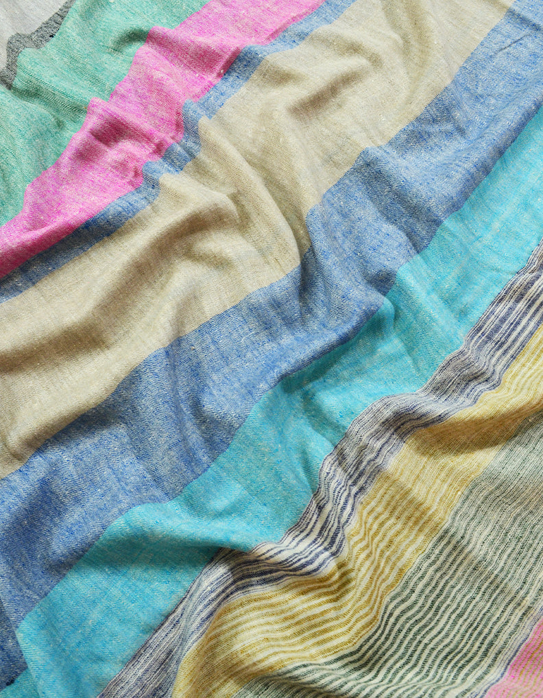 multi-coloured stripes Gents Pashmina Shawl 7851