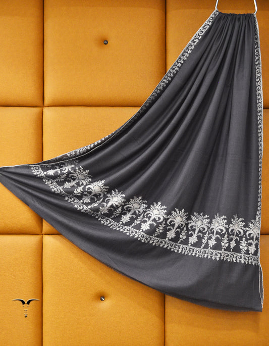 steel blue Men Embroidery Pashmina Shawl 7854
