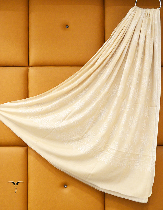 Off-white XLsilk Embroidery Gi Pashmina Shawl 7861