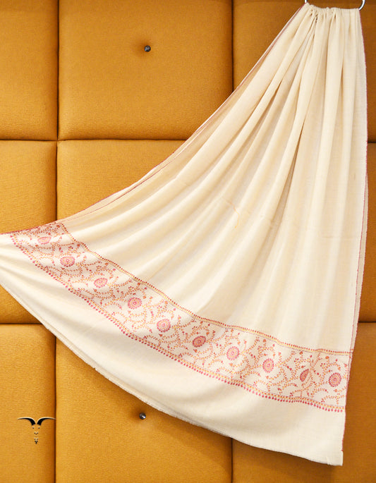 white XL Embroidery Pashmina Shawl 7863