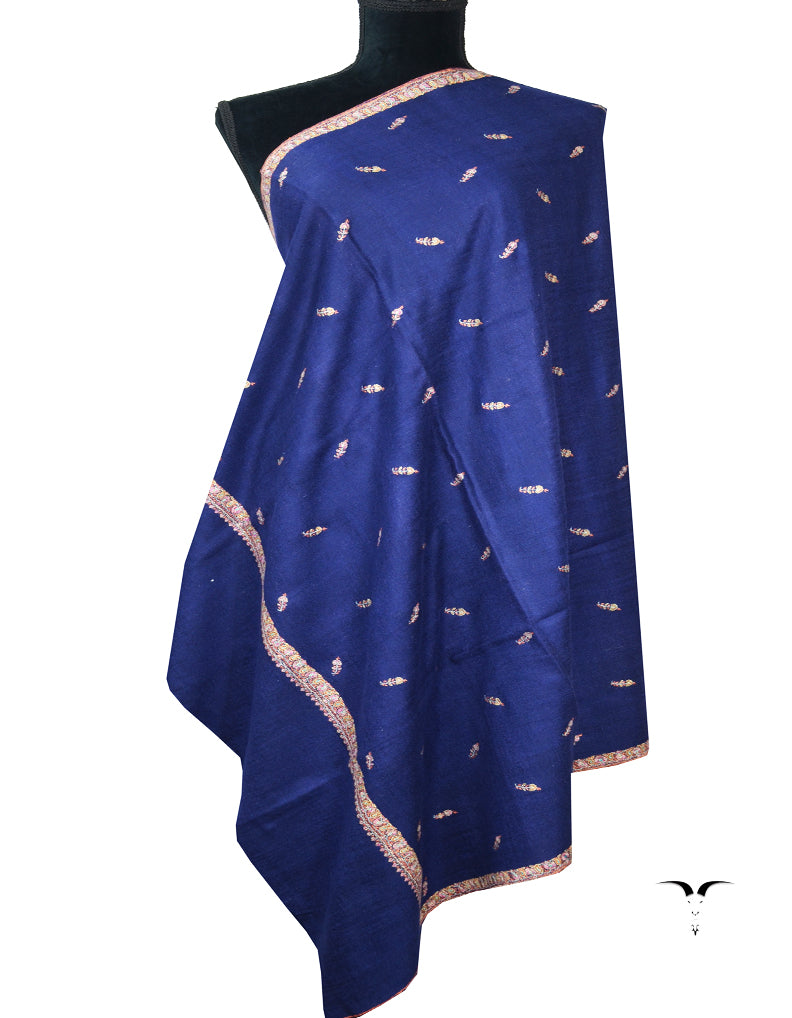 blue embroidery GI pashmina shawl 7867