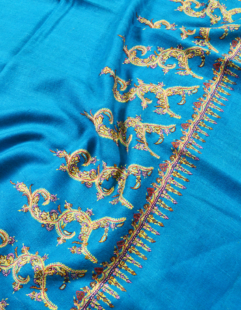 azure embroidery GI pashmina shawl 7868