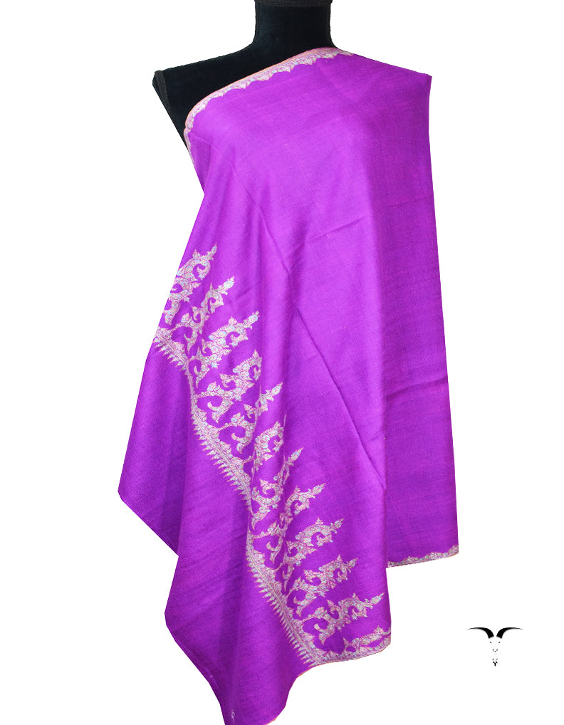 purple embroidery GI pashmina shawl 7870