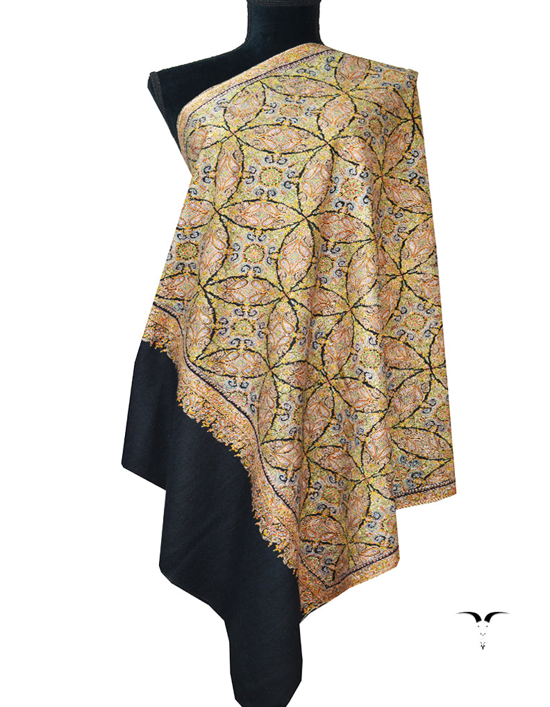 black jamma embroidery GI pashmina shawl 7876