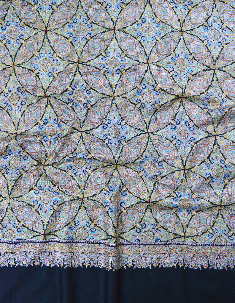 black jamma embroidery GI pashmina shawl 7876
