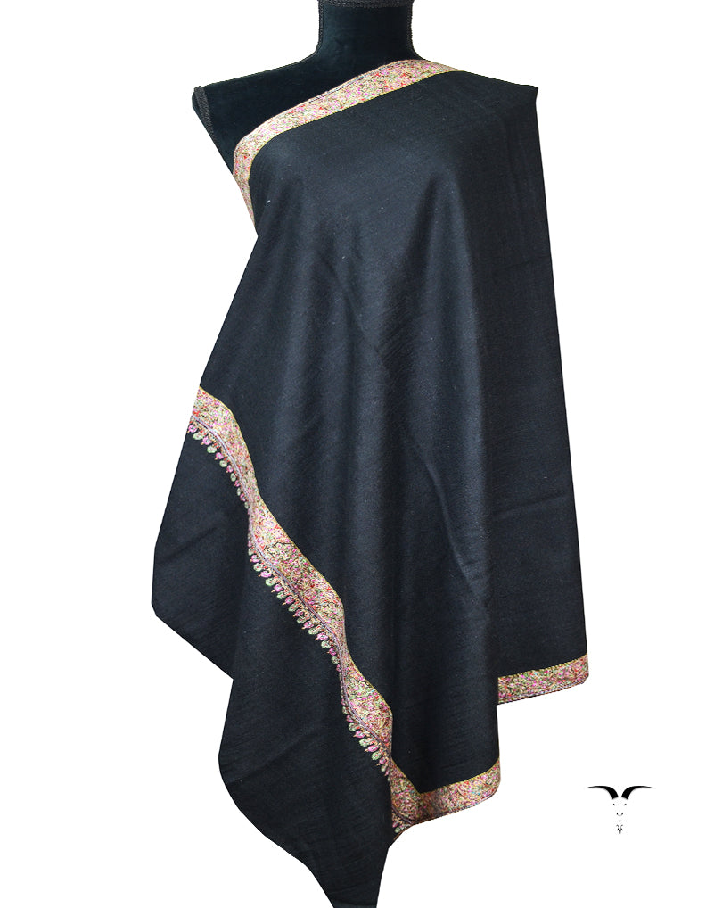 black embroidery GI pashmina shawl 7878