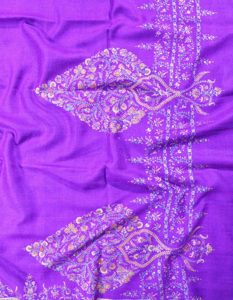 purple embroidery GI pashmina shawl 7884