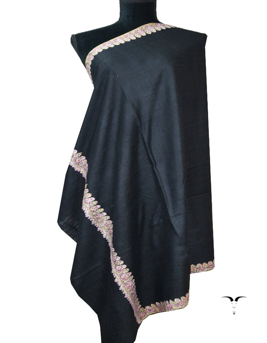 black embroidery GI pashmina shawl 7893