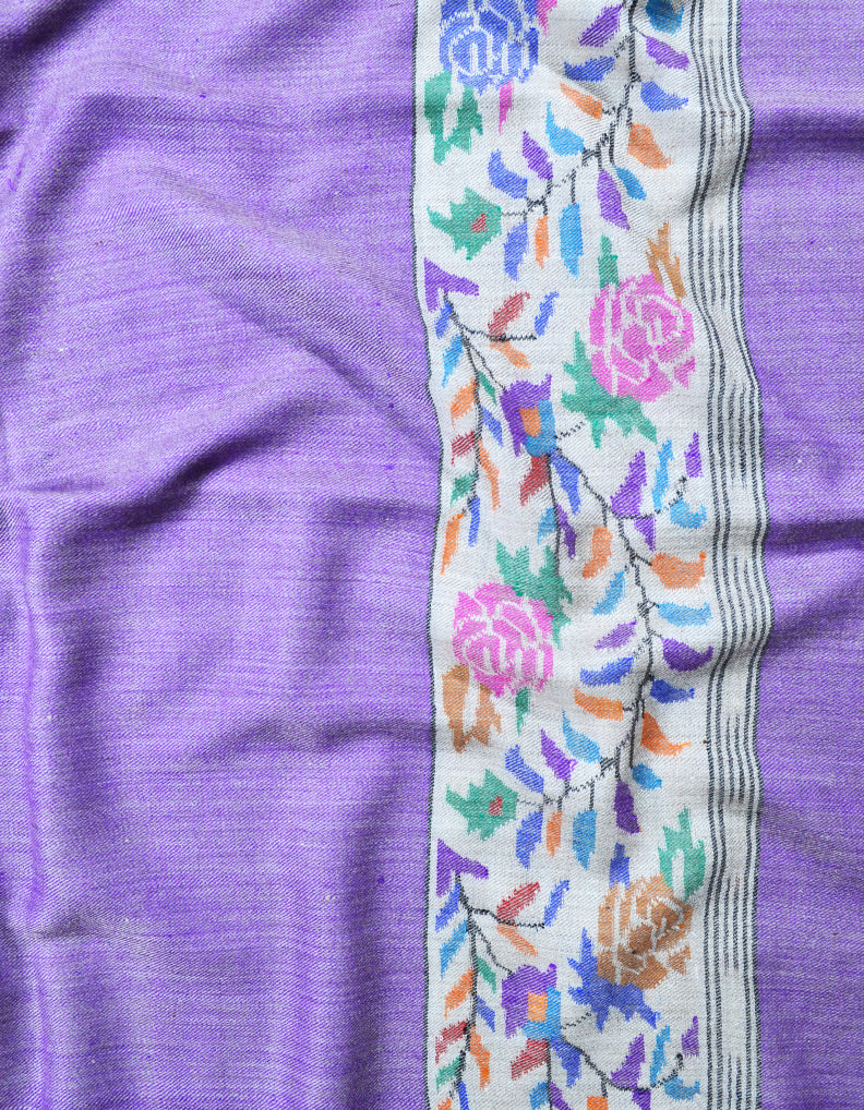 purple kani border pashmina shawl 7899