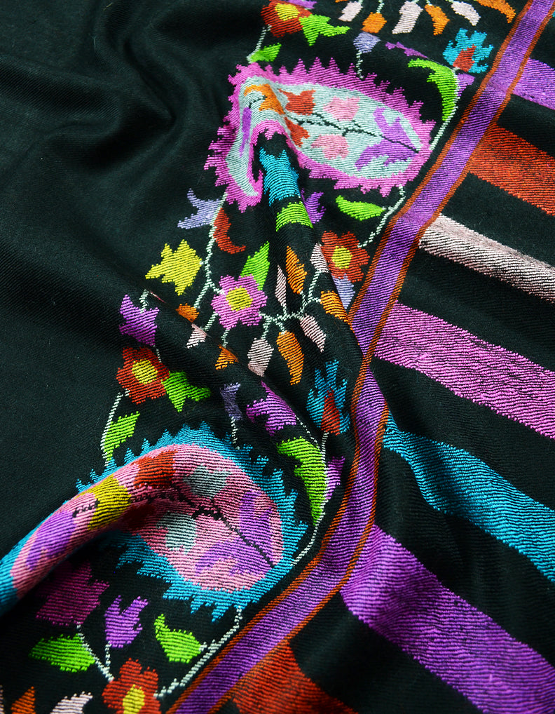 Black kani border pashmina shawl 7901
