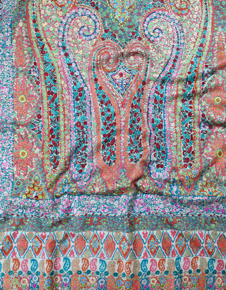 multi-coloured embroidery pashmina shawl 7907