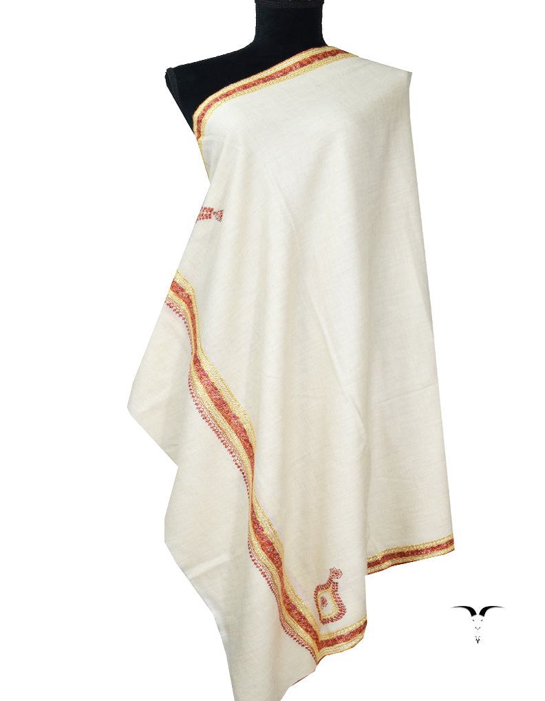 White tilla embroidery pashmina shawl 7908
