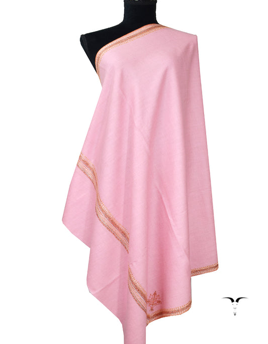Pink tilla embroidery pashmina shawl 7910