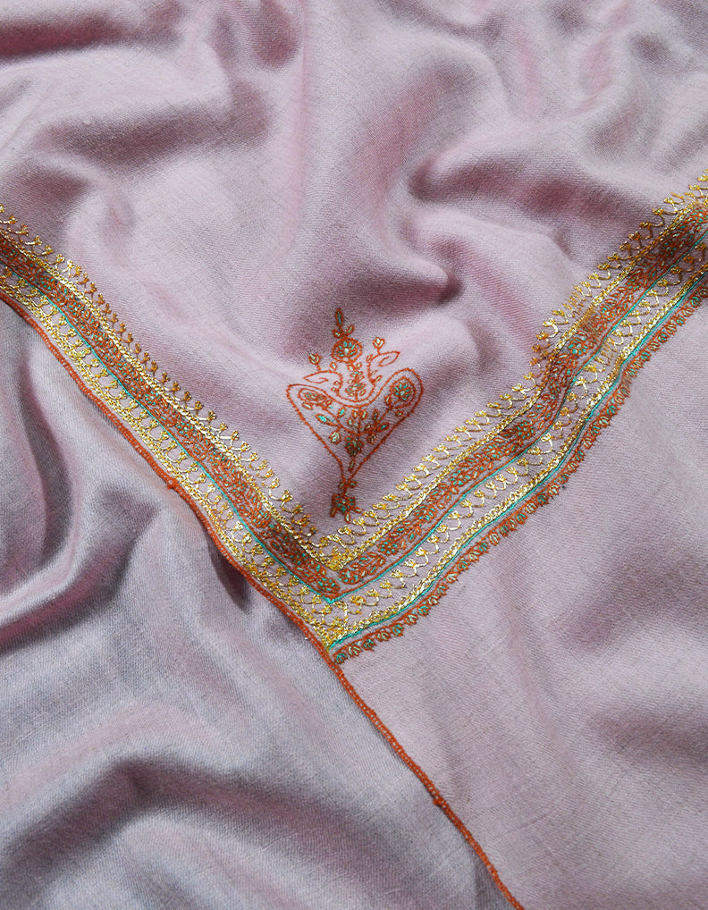 Pink tilla embroidery pashmina shawl 7910