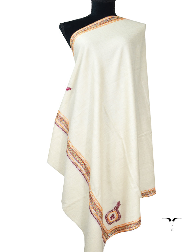 White tilla embroidery pashmina shawl 7911