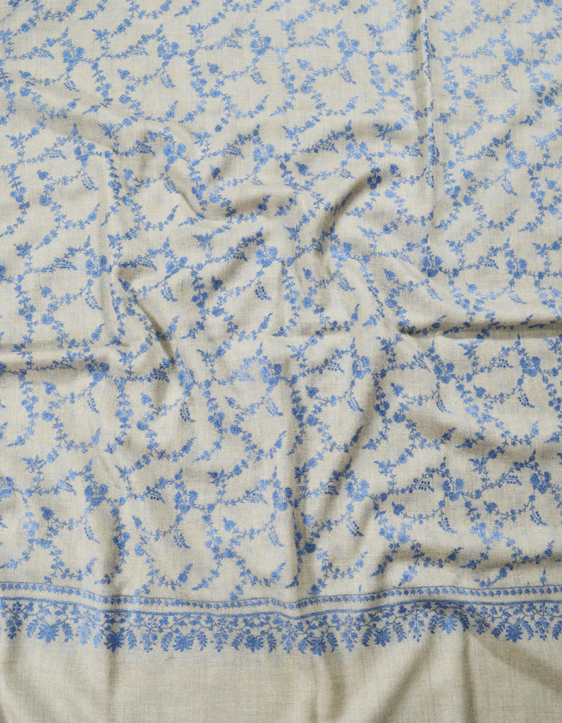 Off white jaali embroidery pashmina shawl 7914
