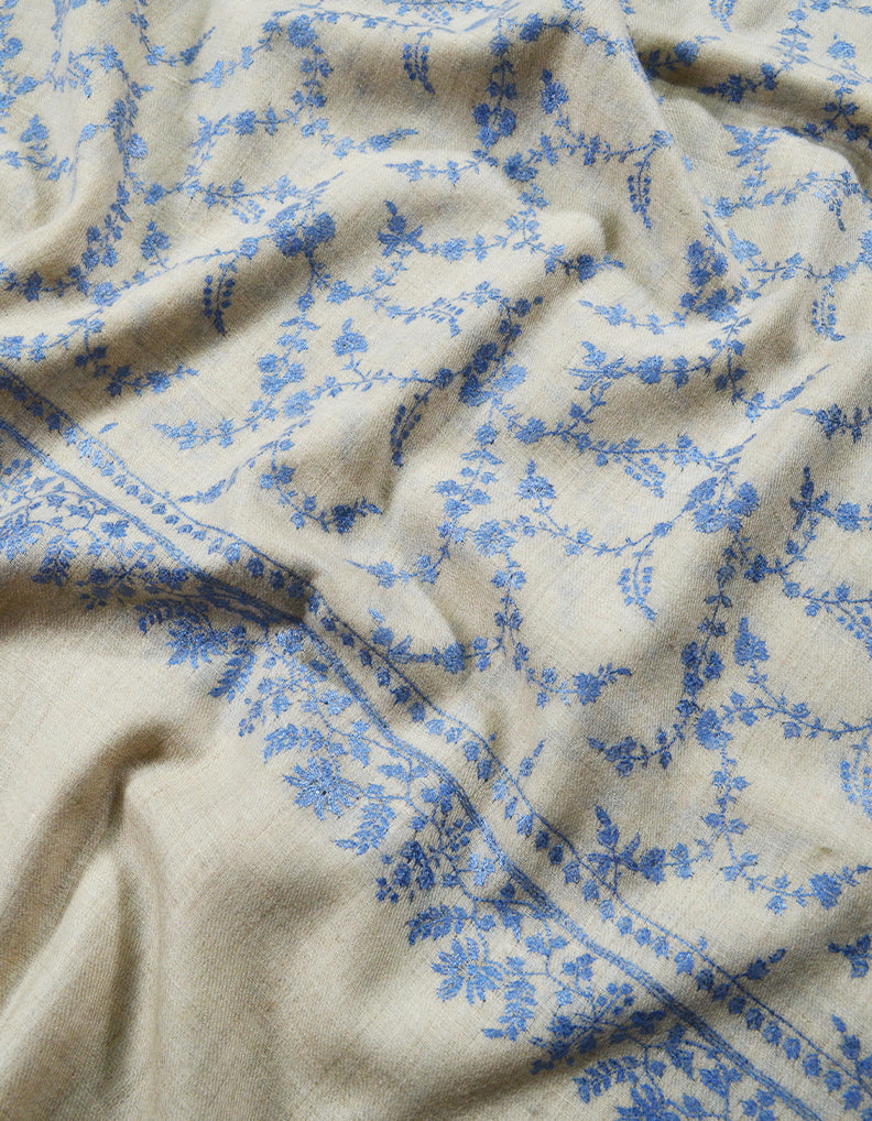Off white jaali embroidery pashmina shawl 7914