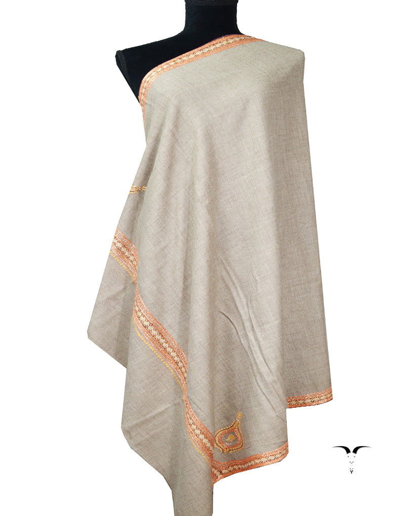 Natural tilla embroidery pashmina shawl 7915