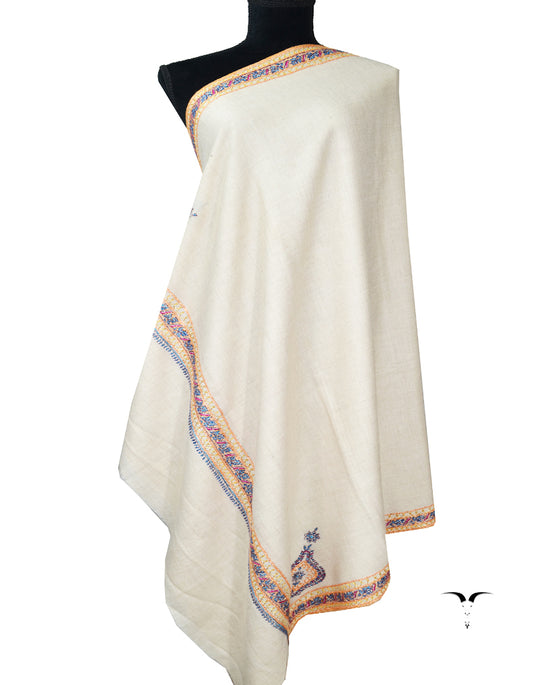 White tilla embroidery pashmina shawl 7918