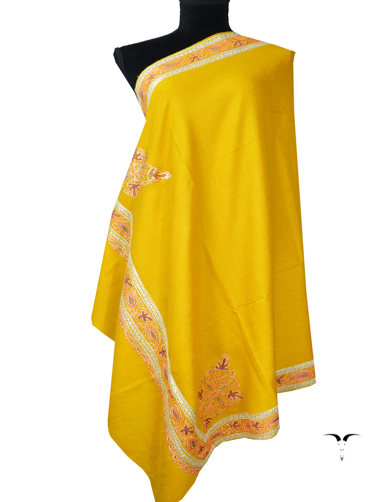 yellow embroidery pashmina shawl 7920