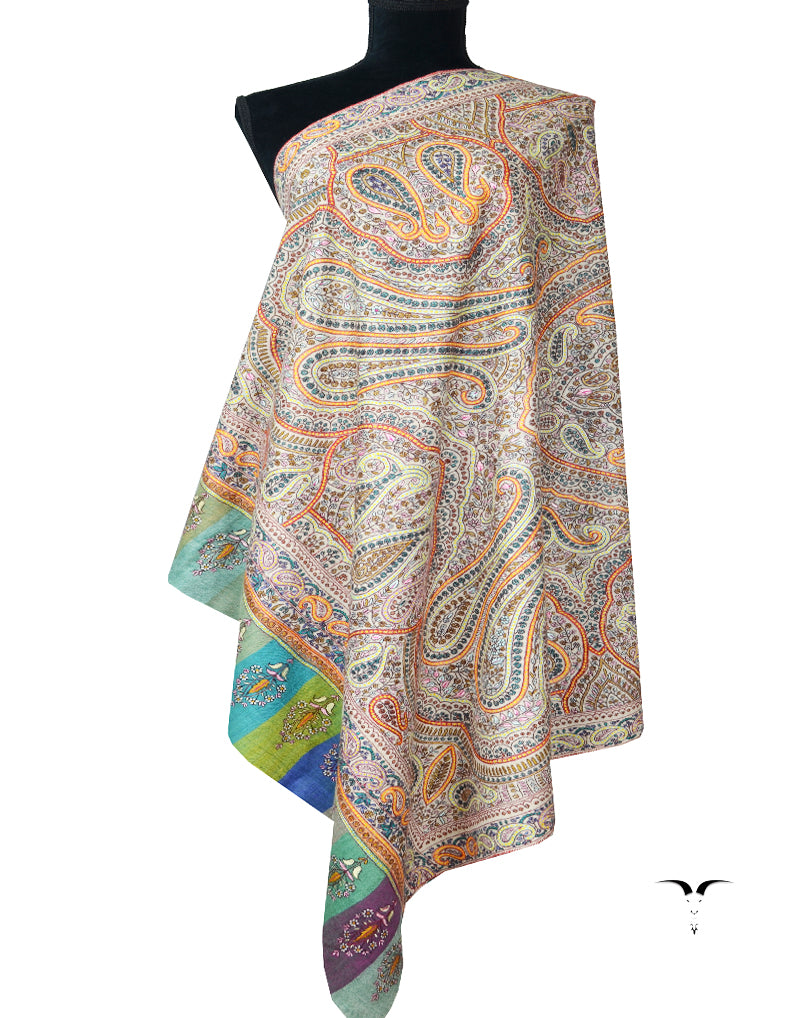 multi-coloured embroidery pashmina shawl 7921