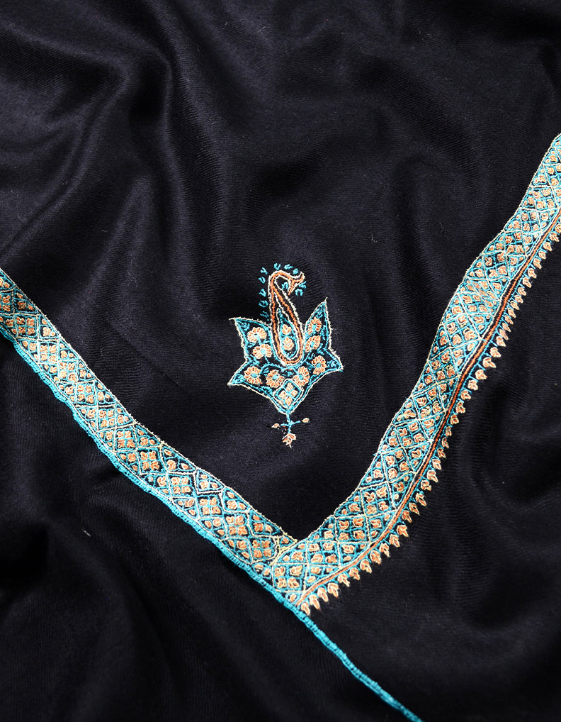 black embroidery pashmina shawl 7922