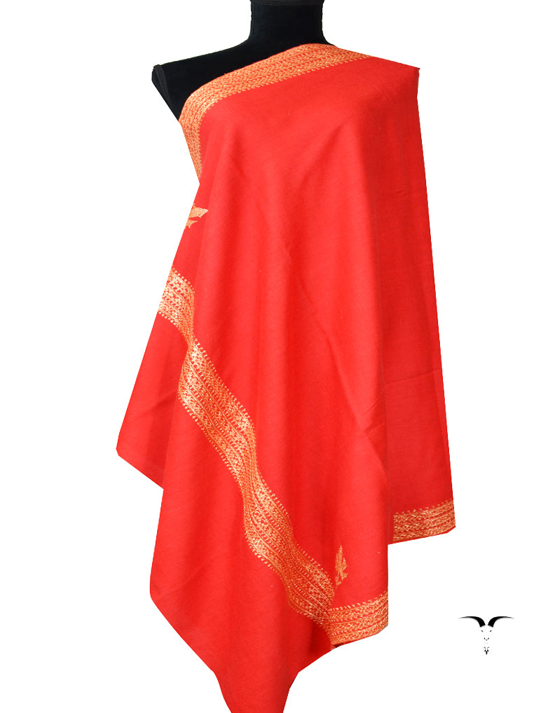 red tilla embroidery pashmina shawl 7928