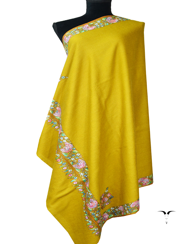 yellow embroidery pashmina shawl 7931