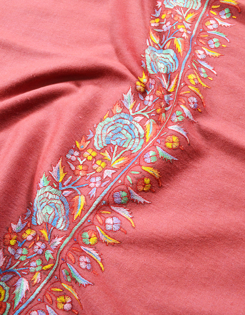 coral embroidery pashmina shawl 7932