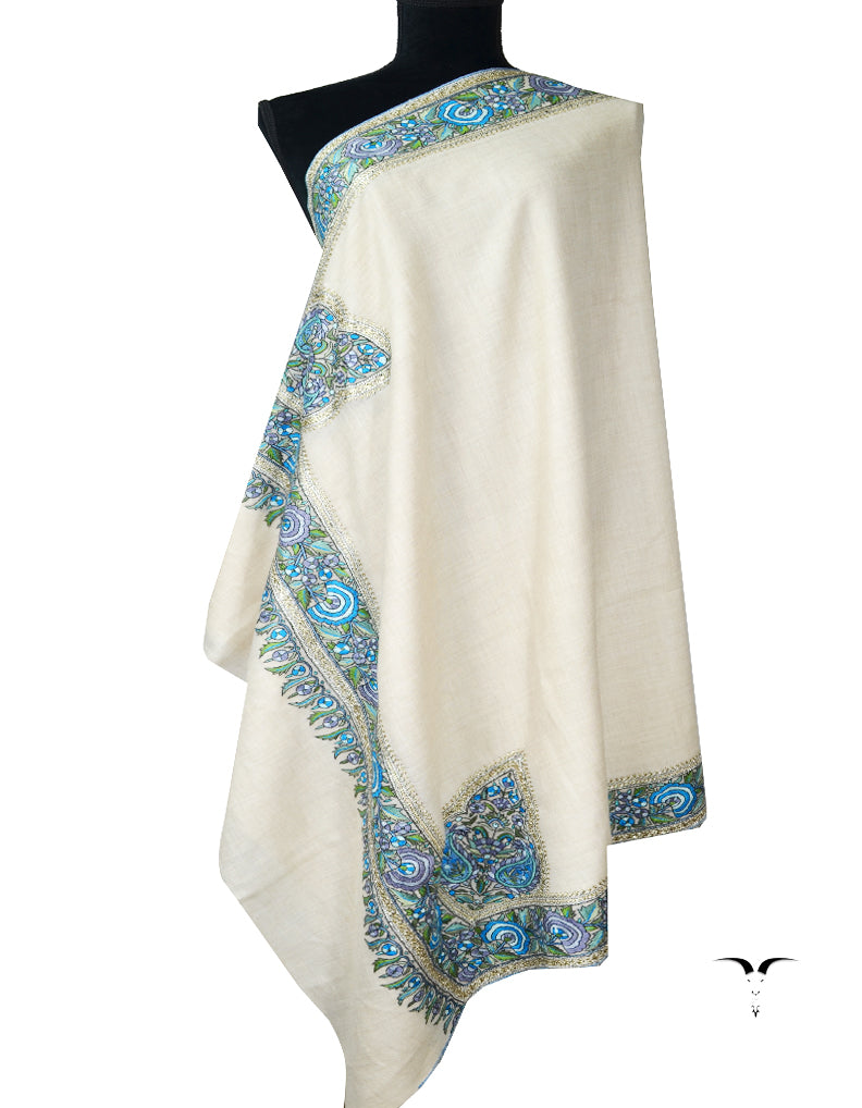 white embroidery pashmina shawl 7933