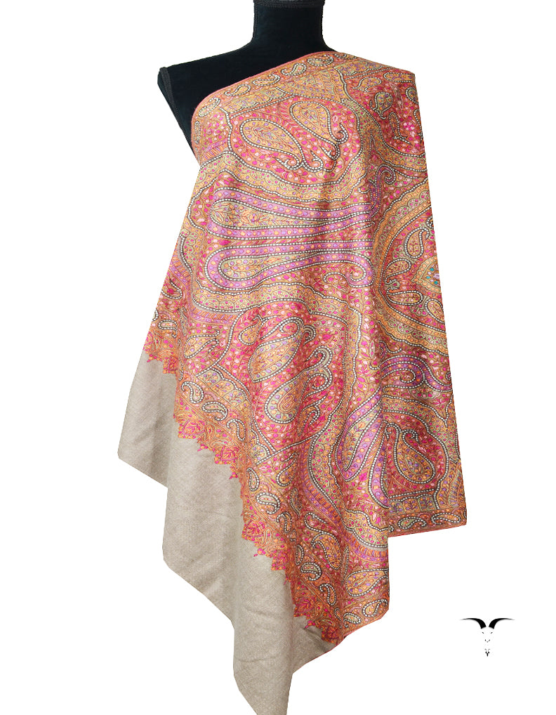 natural embroidery pashmina shawl 7934