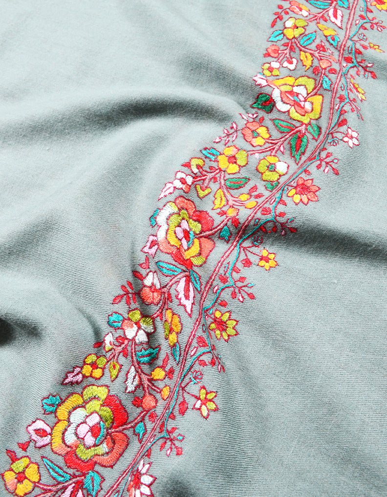 aqua marine embroidery pashmina shawl 7936