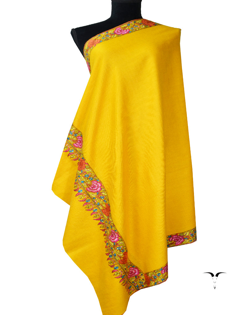 yellow embroidery pashmina shawl 7939