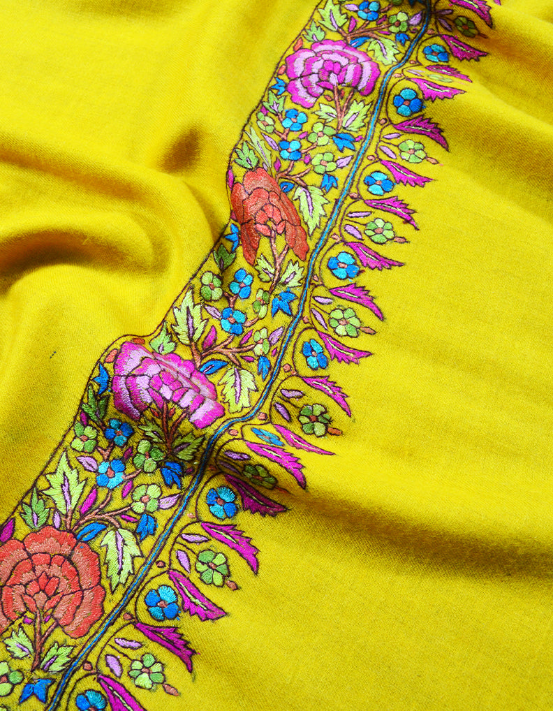 yellow embroidery pashmina shawl 7939