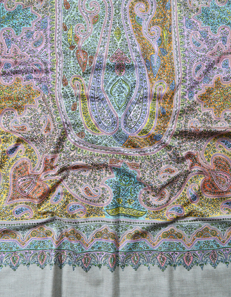 multi-coloured embroidery pashmina shawl 7941