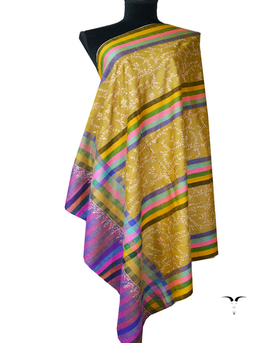 stripes and check Silk embroidery pashmina shawl 7944