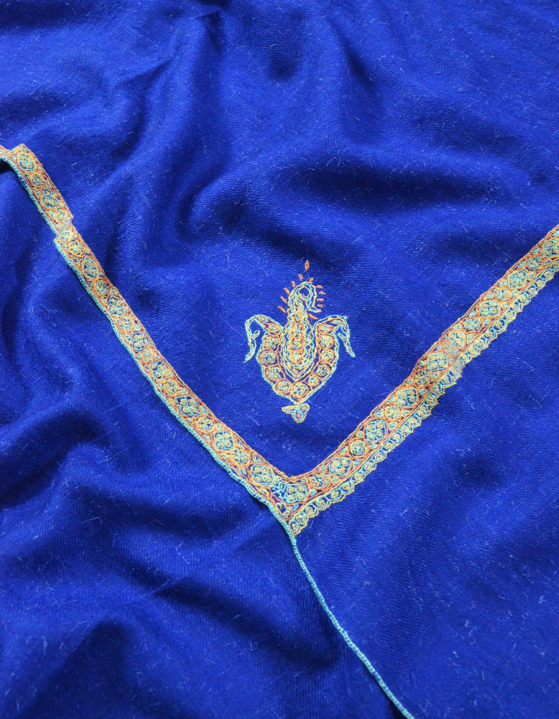 blue embroidery pashmina shawl 7948