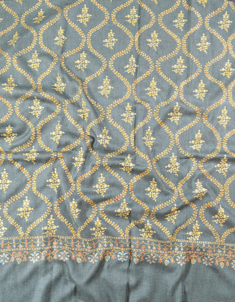 grey embroidery pashmina shawl 7949