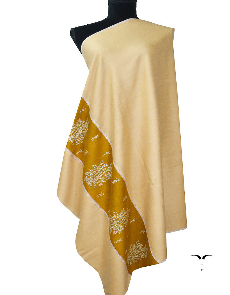 cream embroidery pashmina shawl 7951