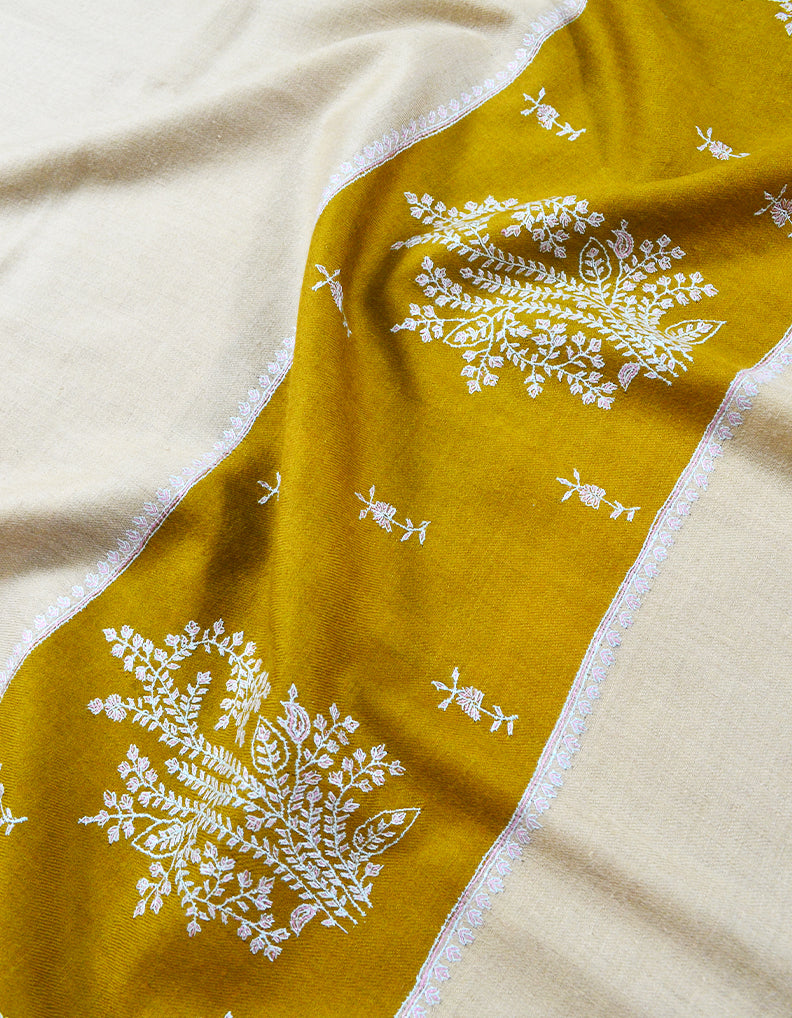 cream embroidery pashmina shawl 7951